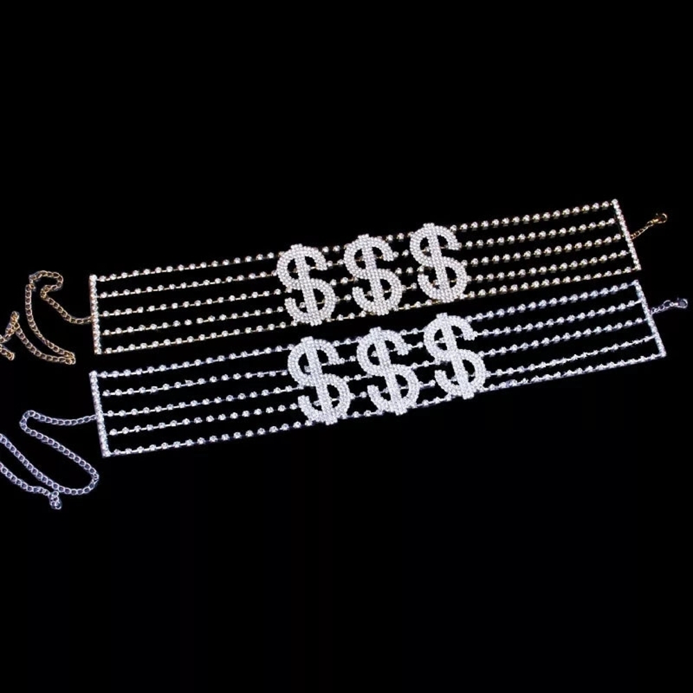 Dollar Sign Rhinestone Necklace